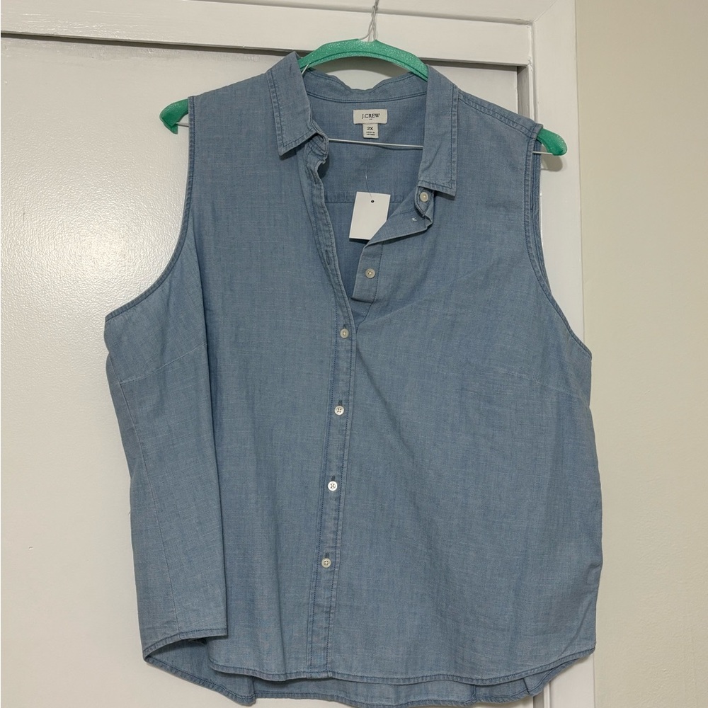J. Crew Chambray Sleeveless Button Down Shirt